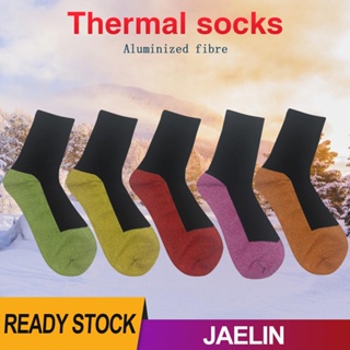 ถุงเท้าไฟเบอร์เรืองแสง ฉนวนกันความร้อน สําหรับเล่นสกี 1 คู่ [Jaelin.th]
