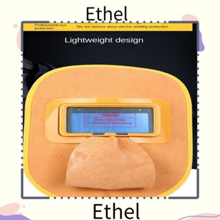 Ethel1 หมวกกันน็อคเชื่อม หนังวัว สีเหลือง คุณภาพสูง ป้องกันใบหน้า เลนส์กรองแสง เชื่อมพลังงานแสงอาทิตย์