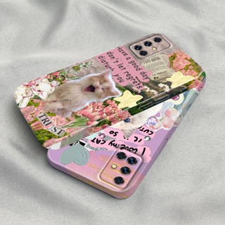 เคสโทรศัพท์มือถือ PC แข็ง ปิดด้านหลัง ลายแมวน่ารัก สไตล์เกาหลี สําหรับ Samsung Galaxy A51 M40S A52 A53 A13 A04S A12 A12s A11 A04 A02 A02S A03