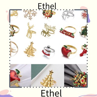 Ethel1 แหวนผ้าเช็ดปาก ลายซานตาคลอส คริสต์มาส DIY