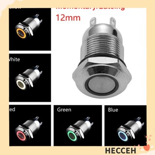 Hecceh สวิตช์ปุ่มกดโลหะ 3V 5V 9V 12V 24V 110V 220V เปิด/ปิด LED