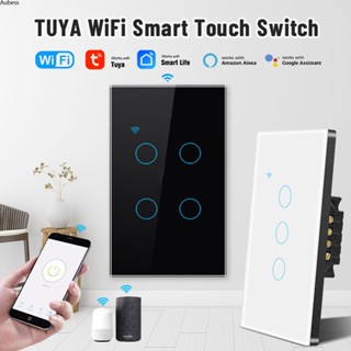 1/2/3/4 Tuya Smart Touch Button Switch Wifi Neutral Wire Wall Switch สำหรับ Alexa และ Google Home 16a Smart Switch Aube