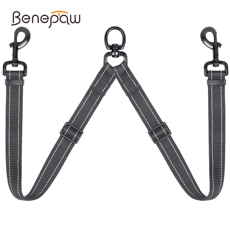 Benepaw สายจูงสุนัข แบบคู่ ปรับความยาวได้ สะท้อนแสง คุณภาพ สําหรับฝึกสุนัขสองตัว