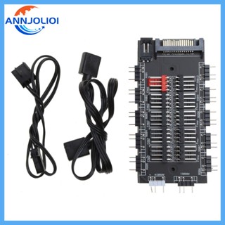 Ann PWM Fan+ARGB LED 2 in 1 ฮับควบคุมพัดลมไร้สาย 1 ถึง 10 หลายทาง 5V 3PIN RGB 4Pin