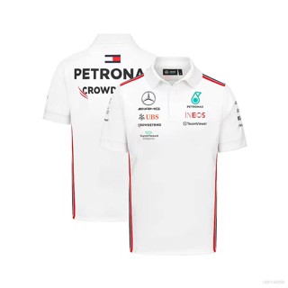 Qy เสื้อยืดโปโลแขนสั้น ลายทีมแข่งรถ Mercedes AMG Petronas F1 สีขาว พลัสไซซ์ สําหรับทุกเพศ 2023