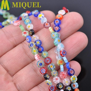 Miquel จี้ลูกปัดอะคริลิค ทรงสี่เหลี่ยม แบน ลายดอกไม้ คละสี 6 มม. 8 มม. 10 มม.