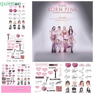 Quinton สติกเกอร์รอยสักชั่วคราว ลาย Blackpink Blackpink LISA กันน้ํา ล้างออกง่าย สีดํา สีชมพู