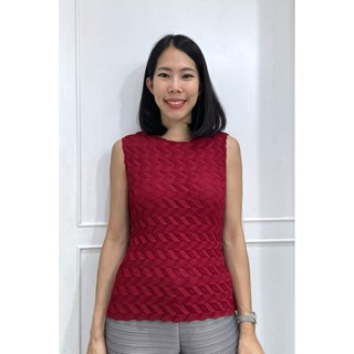 Bert Seller!!! 2MUAY PLEAT TOP เสื้อผู้หญิง เสื้อพลีทคุณภาพ รุ่นZZ10308 สีแดง FREE SIZE SLEEVELESS PLEAT TOP