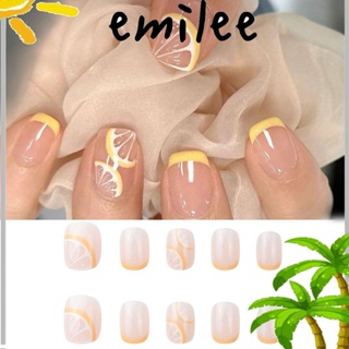 Emilee เล็บปลอม DIY สไตล์ฝรั่งเศส 24 ชิ้น