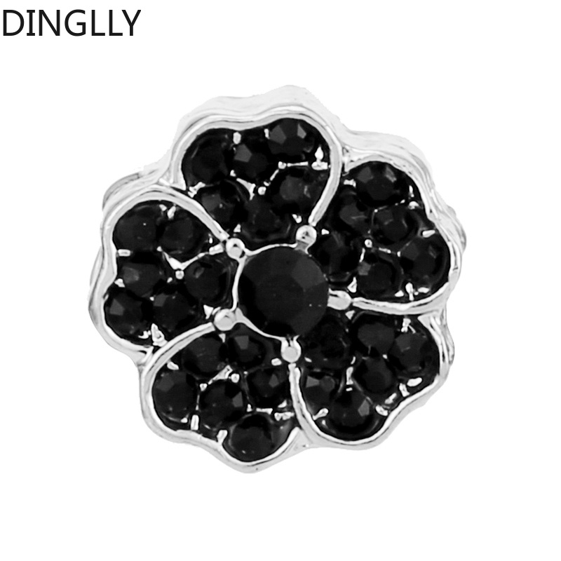 Dinglly สีเงิน โลหะผสม ลูกปัดสีดํา พลอยเทียม กลม ลูกปัดแยก เสน่ห์ เครื่องประดับ Diy ทําอุปกรณ์เสริม