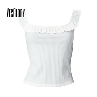 Vesglory เสื้อกล้าม คอกลม แขนกุด เข้ารูป สีพื้น แฟชั่นสําหรับผู้หญิง 2023