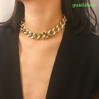 Guadalupe สร้อยคอโซ่หนา สไตล์ฮิปฮอป สีทอง เรียบง่าย ของขวัญสําหรับผู้หญิง