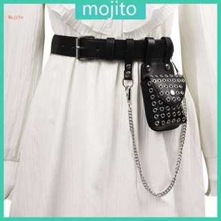 Mojito กระเป๋าสะพายไหล่ คาดเอว หนังเทียม ลําลอง สีดํา แฟชั่นสําหรับสตรี