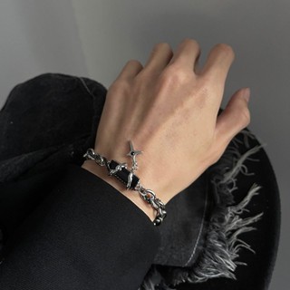 Star Wrapped Black Diamond Bracelet for Men and Womens New Light Luxury INS Small Design Advanced Colorless Simple Personality Bracelet for Women