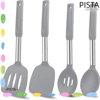 Pista ชุดทัพพีทําอาหาร ซิลิโคน สีดํา สีเทา ปลอดภัย สําหรับเครื่องครัว 4 ชิ้น