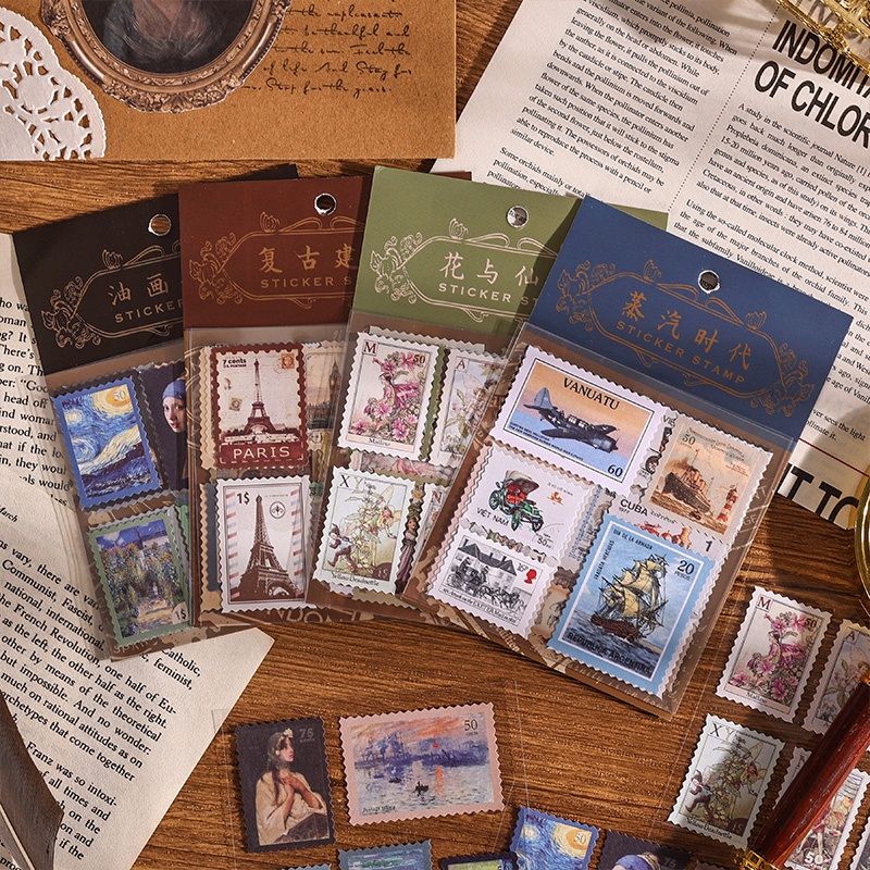 4 แผ่น Vintage Theme สติกเกอร์แพ็ควรรณกรรมสมุดภาพ Deco DIY แสตมป์ Decals สติกเกอร์