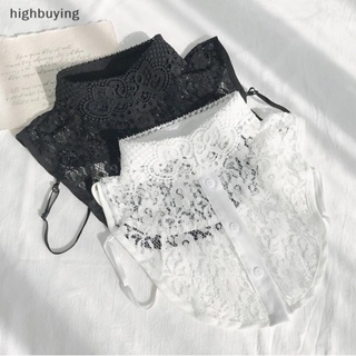 [highbuying] ใหม่ พร้อมส่ง เสื้อเบลาส์ คอปกปลอม แต่งลูกไม้ แบบนิ่ม ถอดออกได้