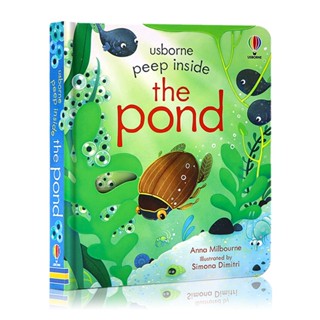 หนังสือบอร์ดอ่านหนังสือ ภาษาอังกฤษ 3 มิติ Usborne Peep Inside The Pond เสริมการศึกษา สําหรับเด็ก