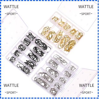 Wattle ตะขอตกปลา เหล็กคาร์บอน 10 ขนาด 100 ชิ้น 1 กล่อง