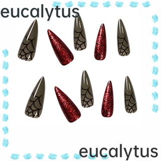 Eucalytus1 เล็บปลอม แบบยาว ถอดออกได้ สําหรับฮาโลวีน 24 ชิ้น