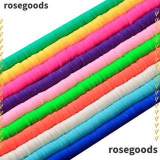 Rosegoods1 ลูกปัดดินโพลิเมอร์ ทรงกลม แบน 6 มม. 10 สี สําหรับทําเครื่องประดับ สร้อยคอ DIY