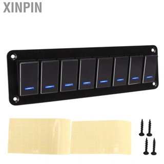 Xinpin 8 Gang Rocker Switch Panel 12‑24V Aluminum Alloy 3 Pin Blue  Toggle On Off Light Control forCar RV Motorcycle Bus Trailer UTV