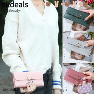 Okdeals กระเป๋าสตางค์ ใบยาว กระเป๋าถือ ทรงคลัทช์ ใส่หูฟัง โทรศัพท์ได้ สําหรับผู้หญิง