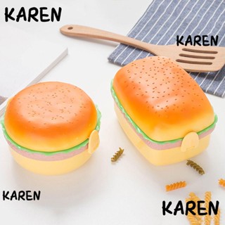 Karen กล่องอาหารกลางวัน น่ารัก ส้อมเบอร์เกอร์ ภาชนะบรรจุอาหาร