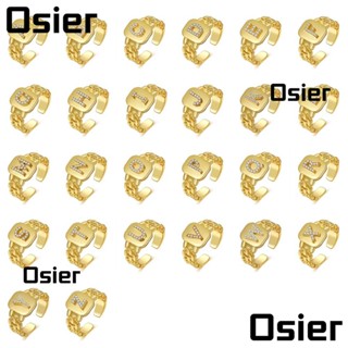Osier1 แหวนชุบทอง 14K รูปตัวอักษร หรูหรา สําหรับผู้หญิง