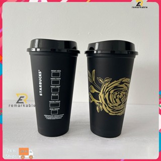 Ready stock Starbucks Cup 473ml/16oz Reusable Black Pp Material Starbucks Coffee Cup Insulated Water Cup 473ml/16oz excellent_th