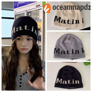 Oceanmapdz หมวกบีนนี่ ผ้าขนสัตว์ถัก ลายตัวอักษร เข้ากับทุกการแต่งกาย สไตล์เกาหลี ให้ความอบอุ่น