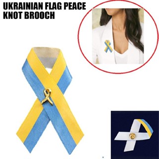 New 1pc Satin Ukraine Awareness Ribbon Pins Ukrainian Flag Peace Knot Brooch