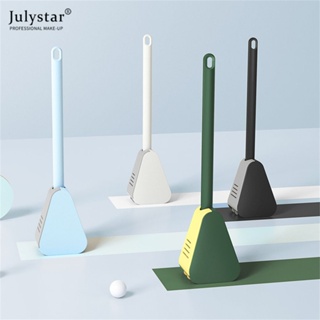 JULYSTAR Golf แปรงขัดห้องน้ำยางนุ่มไม่มีมุมตายติดผนังด้ามยาวแปรงทำความสะอาดเครื่องมือทำความสะอาดฐานป้องกันการรั่ว