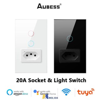 Smart Touch Switch Wifi Plot Brazil Stock Standard แผงกระจกสีดำ/ขาวทำงานร่วมกับ Tuya Alexa Google MOLISA