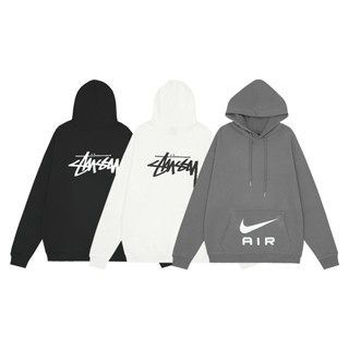 N-k-co branded STUSSY AJ เสื้อกันหนาว มีฮู้ด ผ้าฝ้ายแท้ ดูดี อเนกประสงค์ สไตล์ unisex Sterae