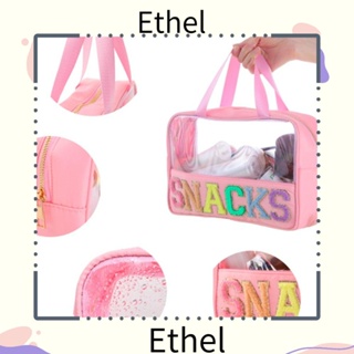 Ethel1 กระเป๋าเครื่องสําอาง ผ้าไนล่อน ปักลายตัวอักษร ความจุขนาดใหญ่ แบบพกพา กันน้ํา อเนกประสงค์ สําหรับเดินทาง