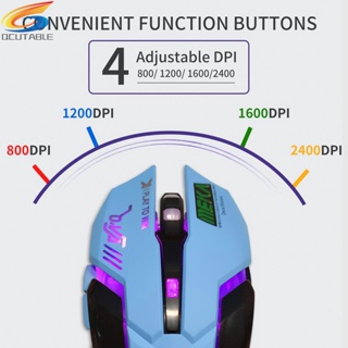 [Qcutable.th] เมาส์ออปติคอลเล่นเกม แบบใช้สาย USB 6 ปุ่ม 2400dpi สําหรับคอมพิวเตอร์