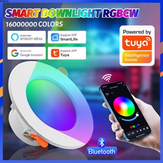 ใหม่ไฟดาวน์ไลท์ LED ที่รองรับ Bluetooth Wifi Tuya Smart Life หรี่แสงได้ Bluetooth Rgb ฟลัดไลท์เปลี่ยน Warm Cool Light Aube