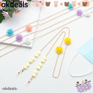 Okdeals สายเชือกคล้องคอ ผ้าโพกหัว ลายดอกไม้ สําหรับแว่นตา