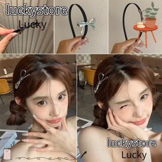 Lucky ที่คาดผมโบว์ ที่คาดผม แฮนด์เมด สีดํา ที่คาดผมขั้นสูง โลหะ ผู้หญิง