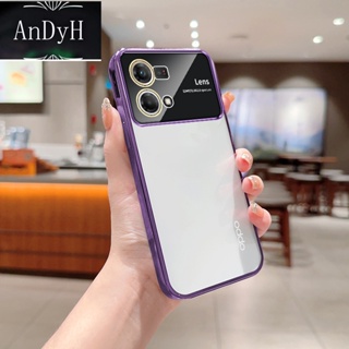 Andyh เคสโทรศัพท์มือถือแบบนิ่ม TPU ใส กันรอยกล้อง ชุบไฟฟ้า สําหรับ OPPO Reno 7 8 4G F21 Pro