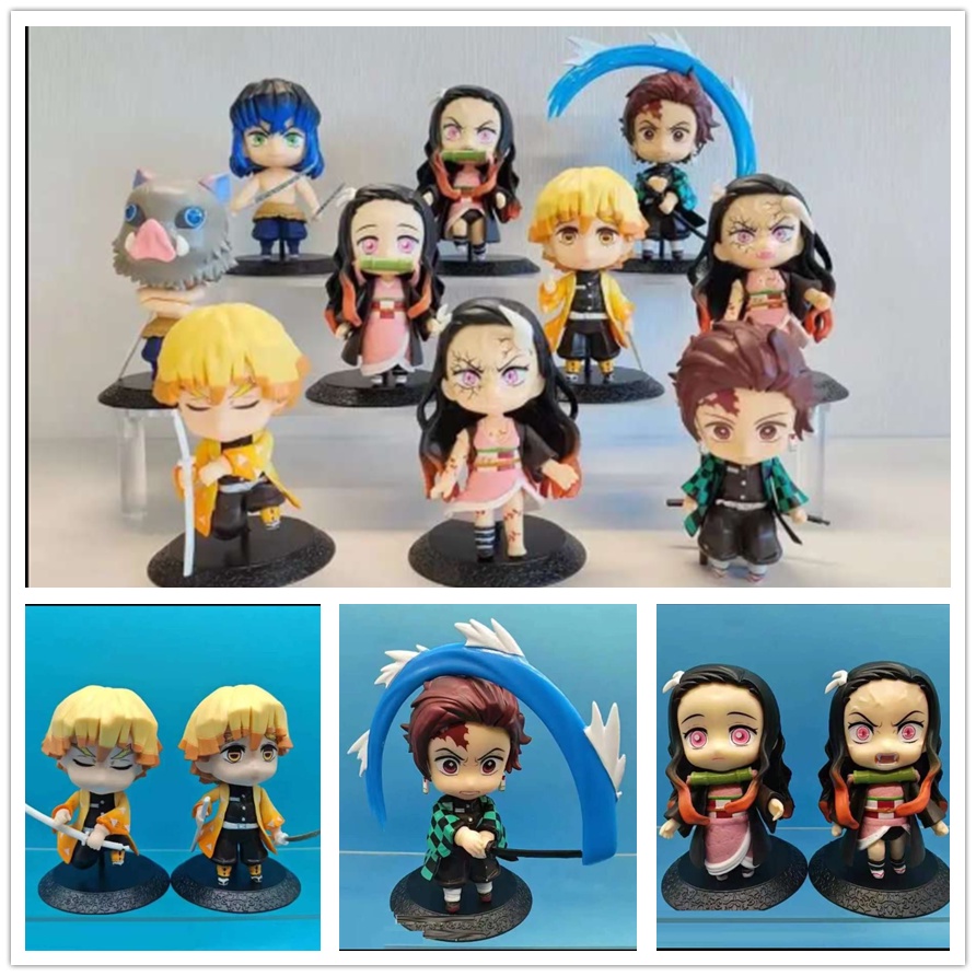 ฟิกเกอร์ อนิเมะ Demon Slayer Hashibira Inosuke Agatsuma Zenitsu Kamado Tanjirou 10 ชิ้น