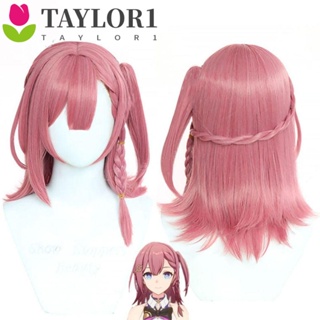 Taylor1 วิกผมคอสเพลย์ Asta วิกผมยาว สีชมพู คอสเพลย์ฮาโลวีน