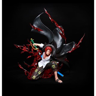 ((พร้อมส่ง) ฟิกเกอร์อนิเมะ One Piece Four Emperors Red-Haired Shanks Squatting Red-Haired Battle Scene Fi