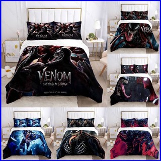 Yt1 ชุดเครื่องนอน ผ้าห่ม ผ้านวม ลายการ์ตูน Marvel Venom ระบายอากาศ ใส่สบาย TY1