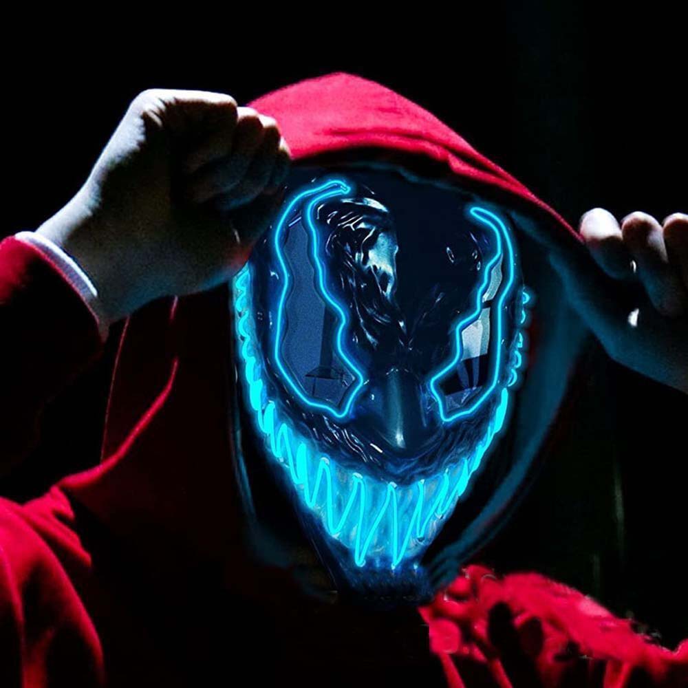 LED Mask Wire Light Up Costume Purge  Party Cosplay Venom Mask
