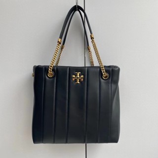  Tory Burch Kira Series กระเป๋าสะพายไหล่ หนังแกะ ทรงโท้ท แต่งสายโซ่คล้อง