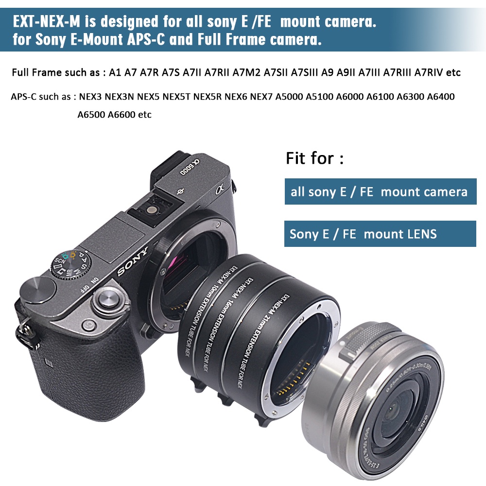 Mcoplus Auto Focus AF Macro Extension Tube แหวนสําหรับ Sony E Mount A6000 A6100 A6300 A6400 A6600 A7