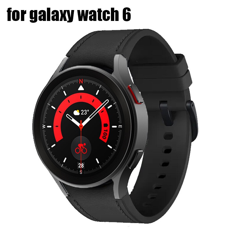 สายนาฬิกาข้อมือหนัง ซิลิโคน สําหรับ Samsung Galaxy Watch 6 4 5 40 มม. 44 มม. Galaxy Watch 6 Classic 43 มม. 47 มม. 5 pro 45 มม. Galaxy Watch 4 Classic 42 มม. 46 มม.