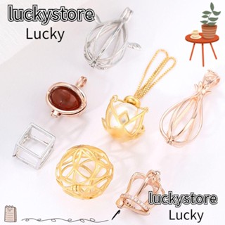 Lucky จี้หินเปล่า เงินแท้ 925 สีทอง สําหรับทําเครื่องประดับ ปาร์ตี้